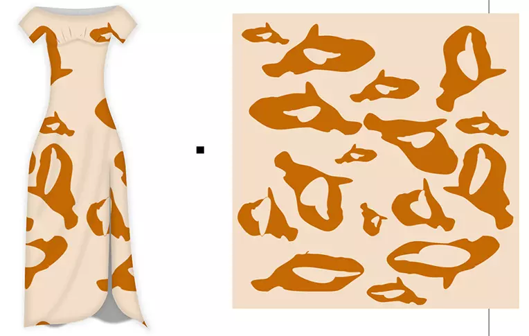 Che dress sketch - brown - by Digital Fashion Pro Software System