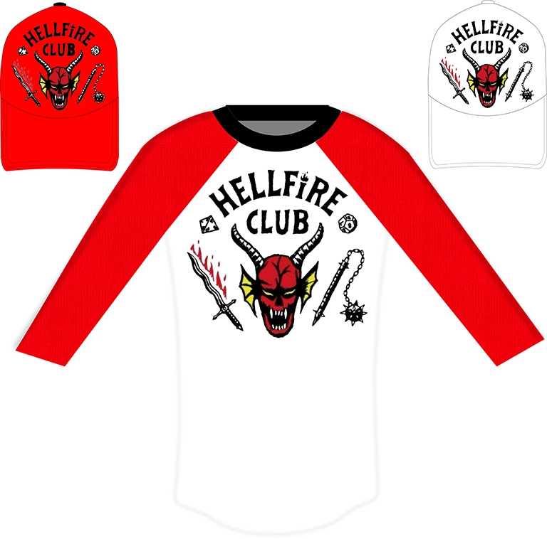 Hellfire Club Stranger Things T-shirt with Red Sleeves