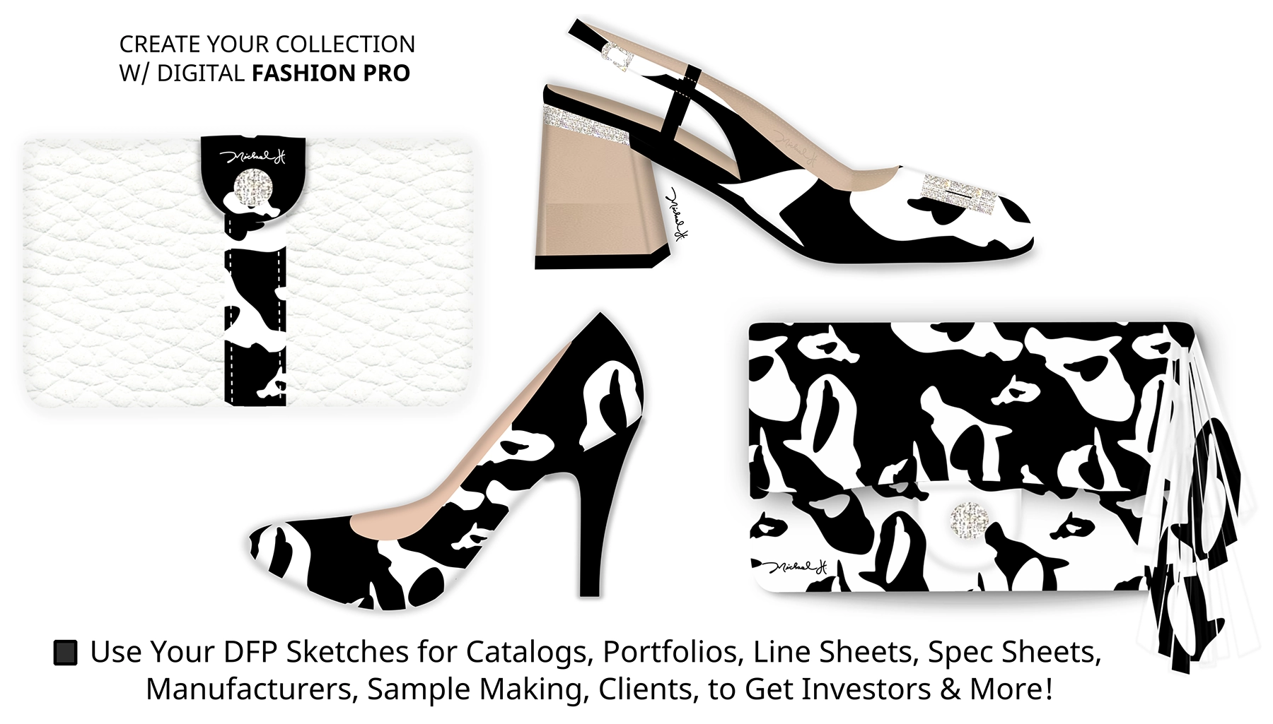 Sketch - fashion design handbag and heels