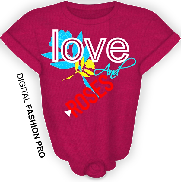 Love and Roses - Womens Tee - fashion design software - digital fashion pro - start a t-shirt line